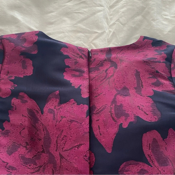 NWT Anthropologie Dress Hutch Floral Jacquard Berry and Navy, V- Neck Size 8 - Picture 8 of 11